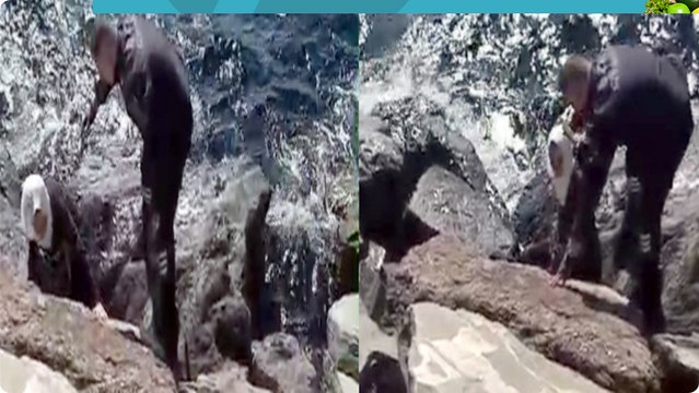 Avcılar sahilinde kayalıkların arasına düşen kadını güvenlik görevlisi kurtardı