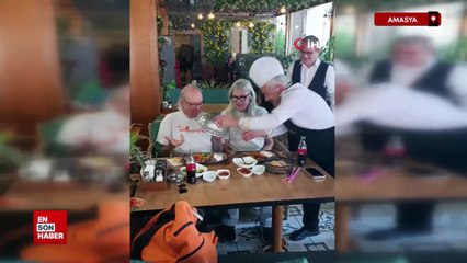 Amasya'da döner ustasından İtalyan turiste boş tabaklı şaka