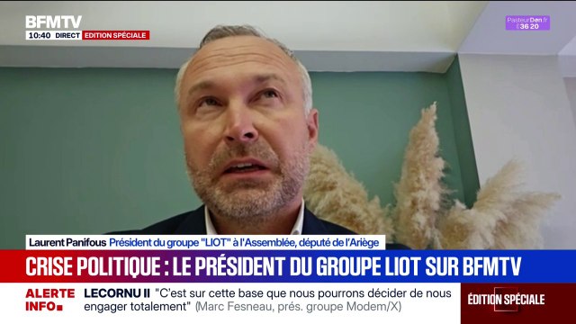 Censure: Je suis conscient que mon groupe a un rôle stratégique [...] mais cela reste accessoire, ça veut dire que ça veut se jouer à peu de chose , analyse Laurent Panifous, président du LIOT à l'Assemblée nationale