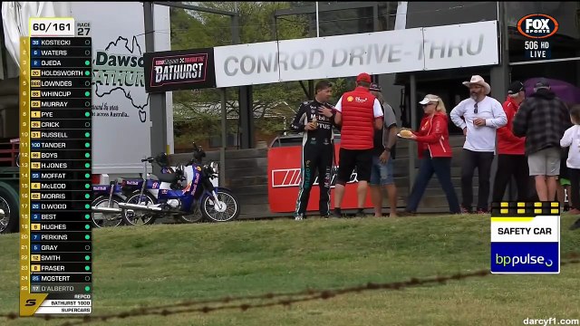 V8 Supercars 2025 Bathurst Mostert Amazing Retire Grabs Beer Fans