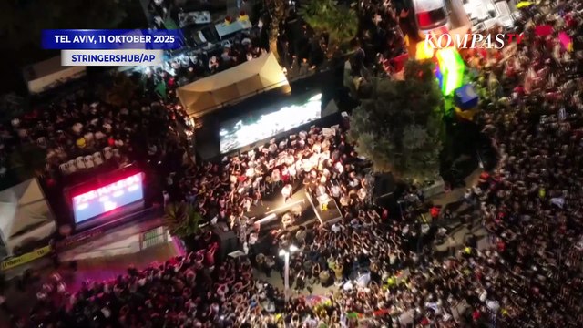 Ribuan Warga Israel Rayakan Kesepakatan Gencatan Senjata Gaza di Tel Aviv