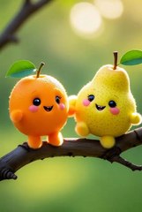 Orange & pear dancing and having fun
