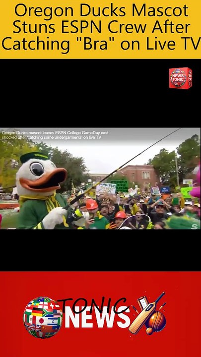 Oregon Ducks Mascot Stuns ESPN Crew After Catching Bra on Live TV #CollegeGameDay #Viral