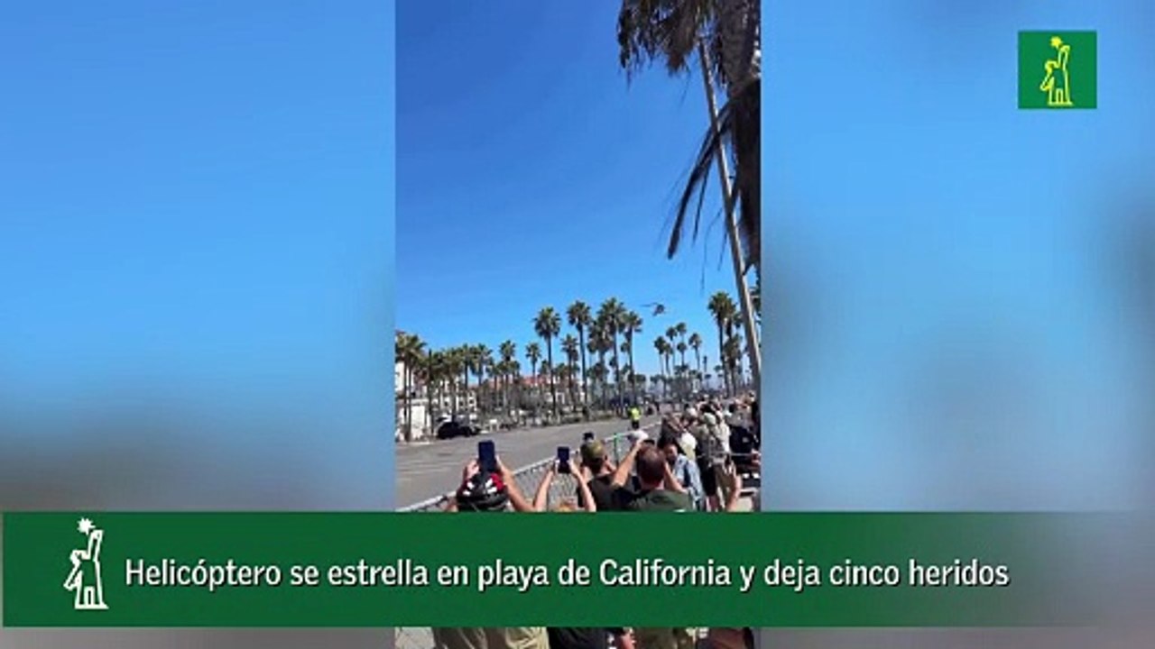 Helicóptero se estrella en playa de California y deja cinco heridos