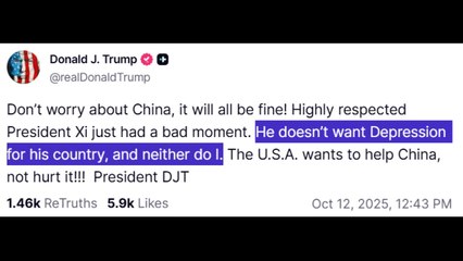 트럼프 "시진핑, 중국 불황 원하지 않고 나도 그렇다" / YTN