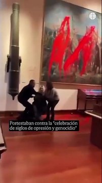 Detenidas tras atacar un cuadro de Colón en el Museo Naval de Madrid