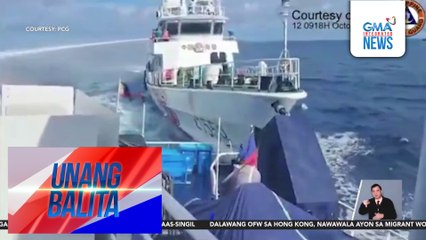 BRP Datu Pagbuaya ng BFAR, binomba ng tubig ng China Coast Guard sa West PHL Sea | Unang Balita