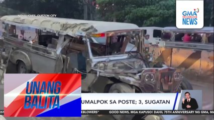 Private jeep, sumalpok sa poste; 3, sugatan | Unang Balita