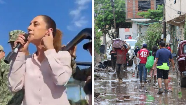 Claudia Sheinbaum es confrontada por población de Veracruz tras inundaciones y afectaciones en Poza Rica
