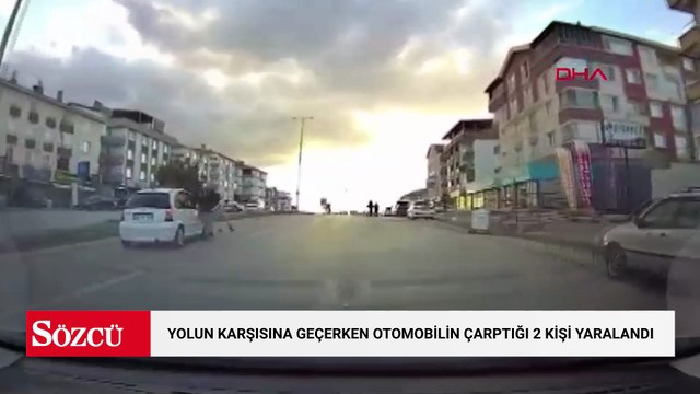 Yolun karşısına geçerken otomobilin çarptığı 2 kişi yaralandı