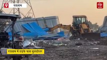 रतलाम में दिल्ली-मुंबई एक्सप्रेसवे के पास बुलडोजर एक्शन, अवैध ढाबों को किया जमींदोज