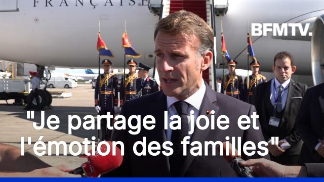 Otages israéliens libérés, situation politique: Emmanuel Macron s'exprime à son arrivée en Égypte