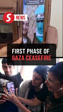 Families speak to Israeli hostages via video call during their release from Gaza