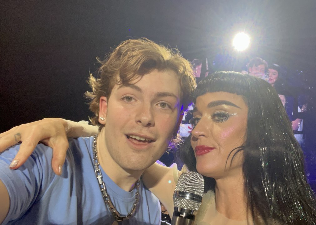 Katy Perry sings and dances for Peak District fan on stage