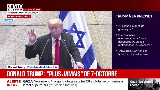 Pour les Israéliens et les Palestiniens, ce cauchemar long et douloureux est en train de prendre fin , assure Donald Trump