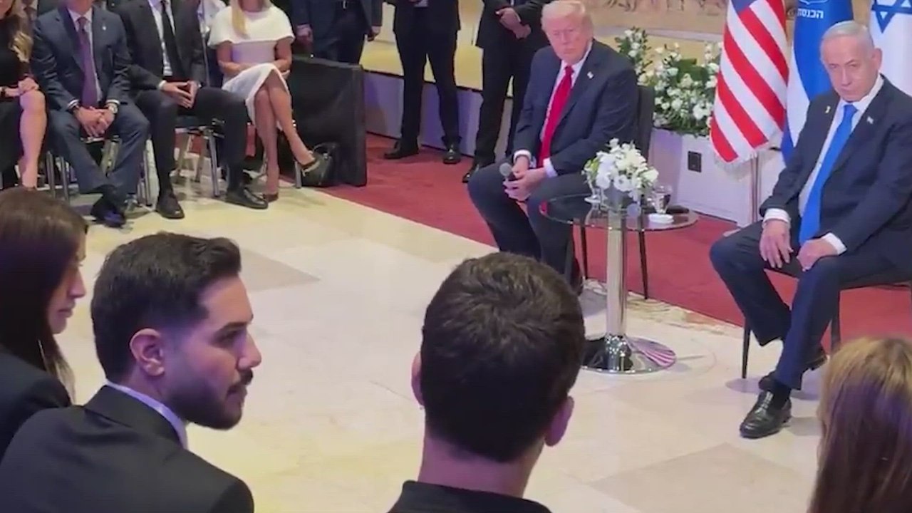 President  Donald Trump  listens as each hostage family tells their story