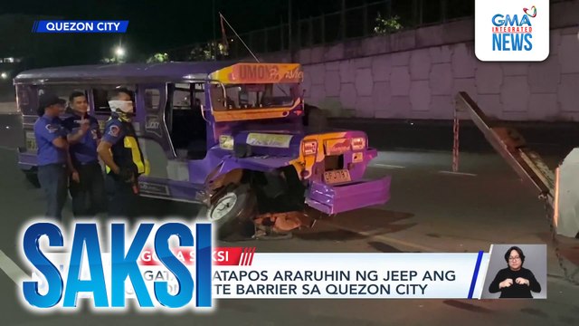 7 sugatan matapos araruhin ng jeep ang mga concrete barrier sa Quezon City | Saksi
