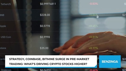 Strategy, Coinbase, Bitmine Surge In Pre-Market Trading: What's Driving Crypto Stocks Higher?