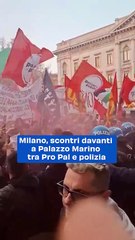 Milano, scontri davanti a Palazzo Marino tra Pro Pal e polizia