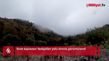 Sisle kaplanan Yedigöller yolu dronla görüntülendi