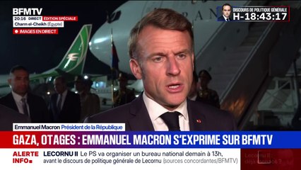 Libération des otages et discussions entre dirigeants du Moyen-Orient: Emmanuel Macron salue "une vraie avancée"