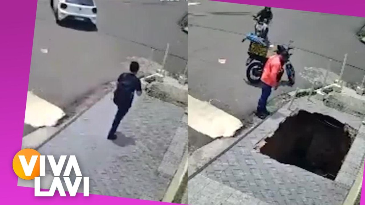 Joven cae en mega socavón
