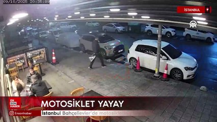 İstanbul Bahçelievler'de motosikletin yayaya çarpması kamerada