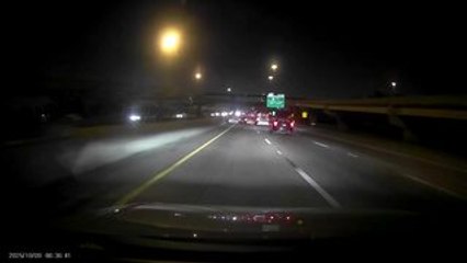 Car Crashes Into Divider On Highway