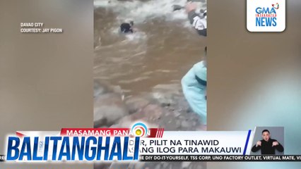 Motorcycle rider, pilit na tinawid ang rumaragasang ilog para makauwi | Balitanghali