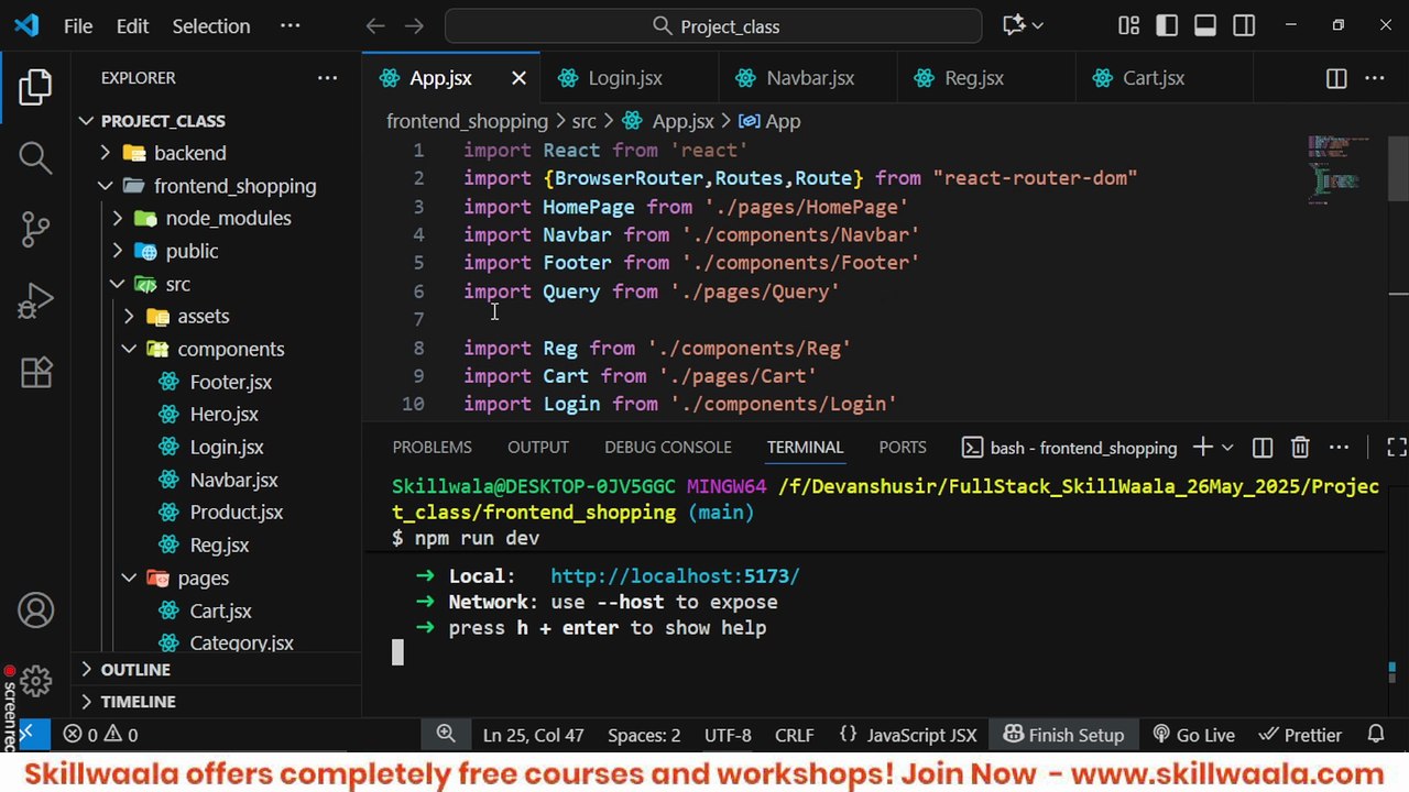 📖 Today’s Class: Building Admin Dashboard & Add Product Page (Frontend UI) 📅 Skillwaala’s Free Full Stack Web Development Course