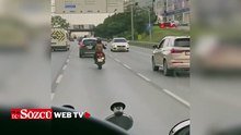 Maltepe D-100 Karayolu'nda geri geri giden otomobil kamerada