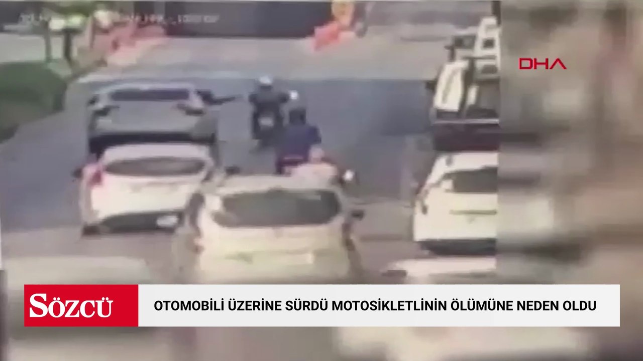 Otomobili üzerine sürdüğü motosikletlinin ölümüne neden olduğu anlar kamerada
