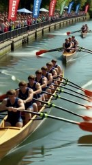 ফ্রান্সে নদীতে নৌকা বাইচ প্রতিযোগিতা फ्रांस में एक नदी पर नौका दौड़ Boat race on a river in France