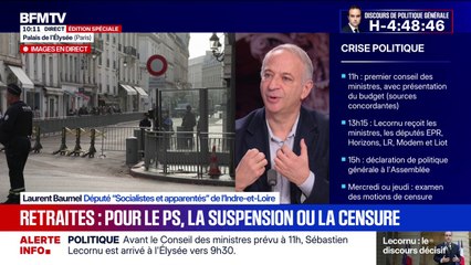 Déclaration de politique générale: “La condition nécessaire de la non-censure, c’est la suspension immédiate et complète de la réforme des retraites”, détaille Laurent Baumel (PS)