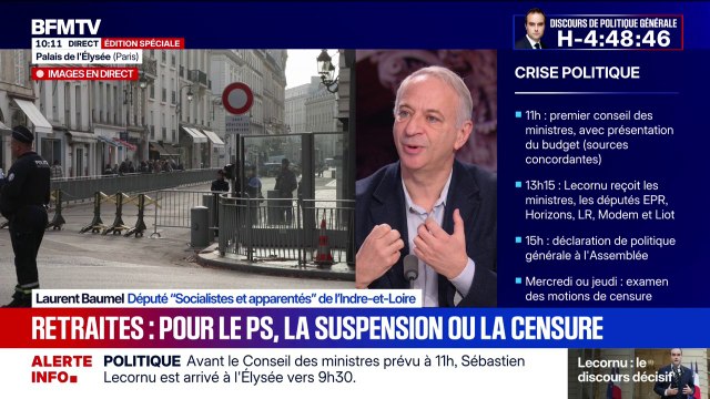 Déclaration de politique générale: “La condition nécessaire de la non-censure, c’est la suspension immédiate et complète de la réforme des retraites”, détaille Laurent Baumel (PS)