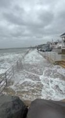 Powerful Waves Crash Over Seawall During Nor'easter Storm in New Jersey, USA