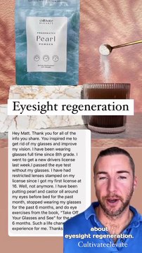 Eyesight Regeneration with Pearl powder. We are self regenerating beings.