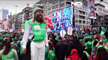 Tens of thousands join national strike in Belgium over welfare cuts