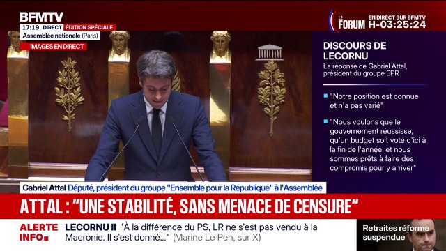 Gabriel Attal, président du groupe (Ensemble pour la République) à l'Assemblée nationale: Nous serons au côté du gouvernement pour réussir