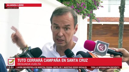 Tuto llega a Santa Cruz para su cierre de campaña y pide a a cada seguidor ayudarle a sumar apoyo de dos personas más