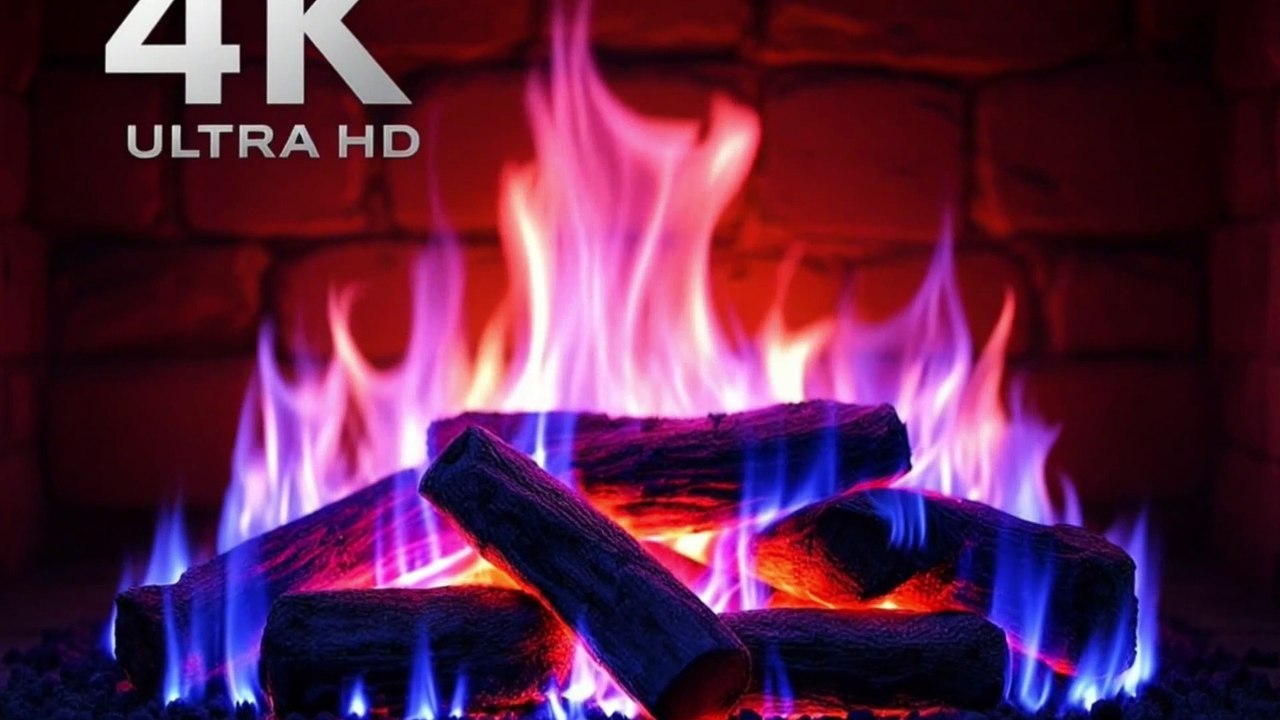 🔥 PURPLE FIRE MAGIC: 4K Ultra HD Fireplace with REAL Crackling Sounds – Perfect Ambience for Sleep