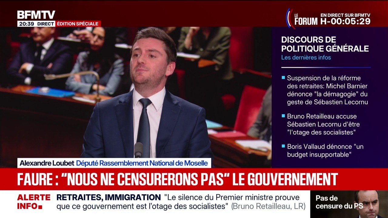 Gouvernement Lecornu: "Tous ceux qui décident de ne pas censurer ce gouvernement vont se rendre complices d'un budget catastrophique", clame Alexandre Loubet, député RN de Moselle