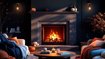 Cozy Home Fireplace – 1 Hour of Relaxing Blue Flames & Crackling Fire [4K]