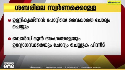 സ്വർണക്കൊള്ള; പരിശോധന പൂർത്തിയായതിനു ശേഷം ഉണ്ണികൃഷ്ണൻ പോറ്റിയെ ചോദ്യം ചെയ്യും