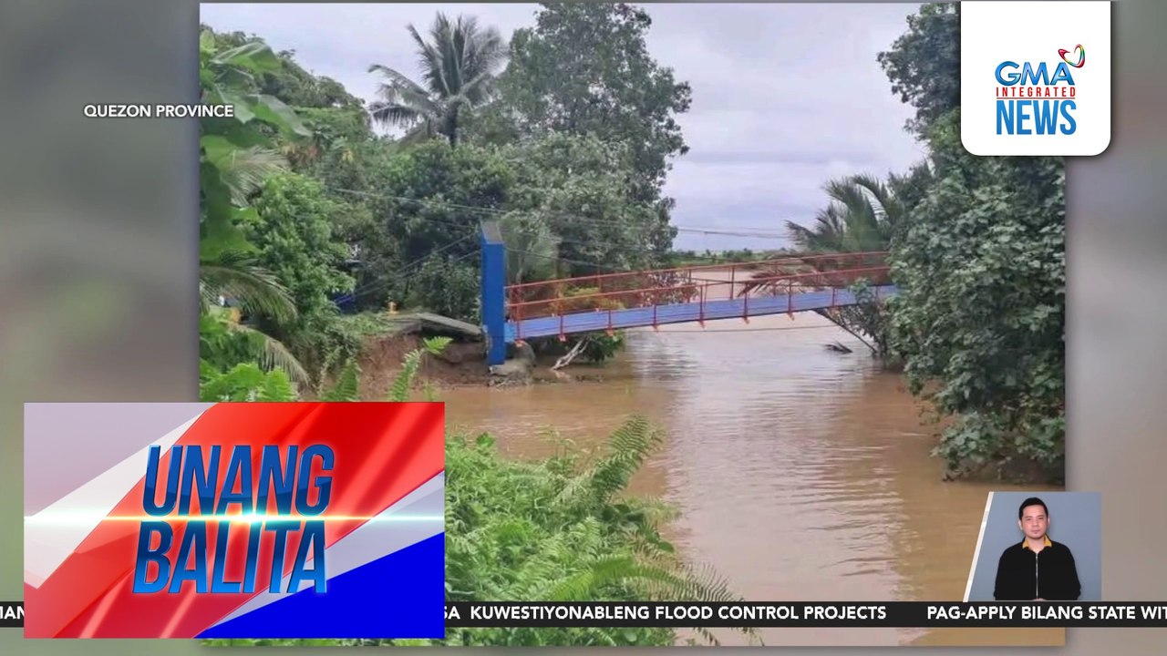 Hanging bridge, nasira dahil sa pag-ulan | Unang Balita