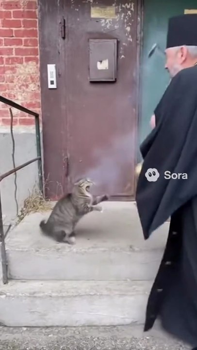 Father Blesses a Cat 😂 | Priest Giving Holy Blessing to a Cute Cat | Funny Cat Moment 2025"