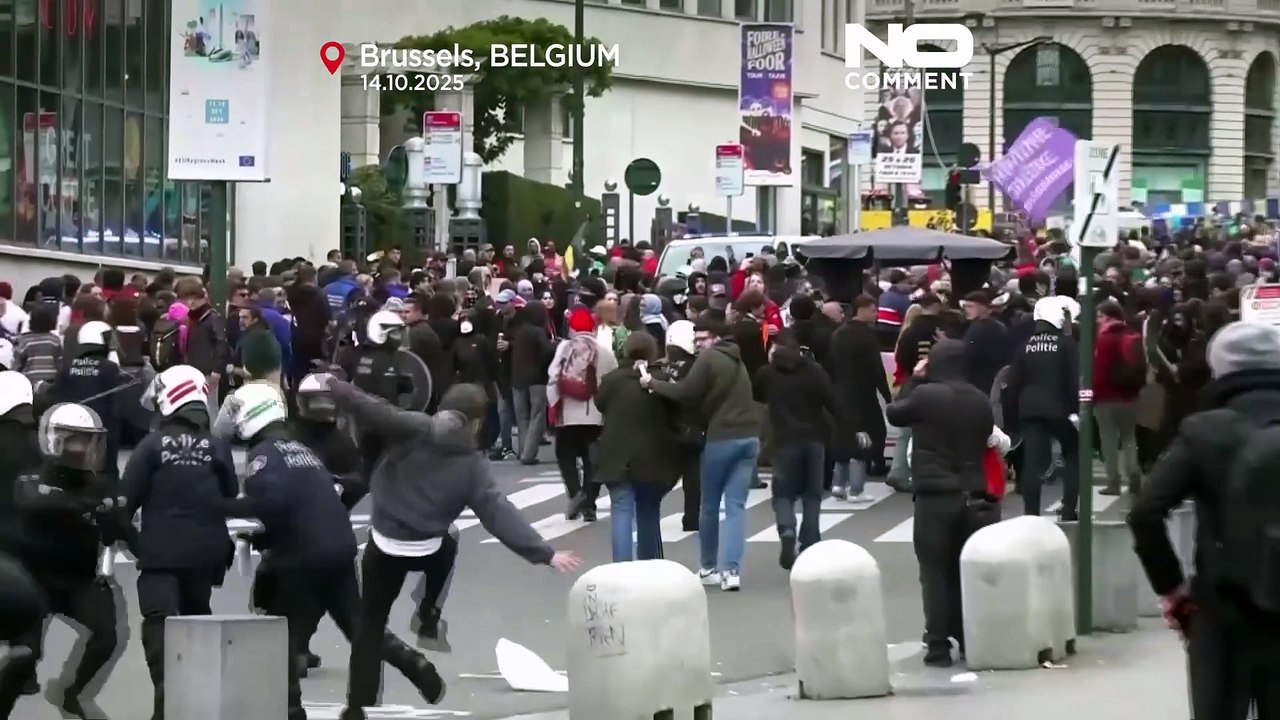 Belgische Polizei stößt mit Demonstranten zusammen, Wut über Sparmaßnahmen in Brüssel