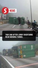 Moment: Dashcam footage shows container lorry crashing near Menora Tunnel