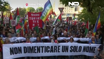 آلاف يتظاهرون في أوديني قبل مباراة إيطاليا-إسرائيل في تصفيات كأس العالم