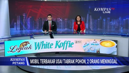 Ringsek! Penampakan Mobil Terbakar Usai Tabrak Pohon di Surabaya, 2 Orang Tewas | KOMPAS PETANG